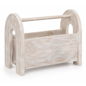 Porte-revues en bois de manguier blanchi |   Vente en gros de designs cycladiques de Santorin - Product Image 1