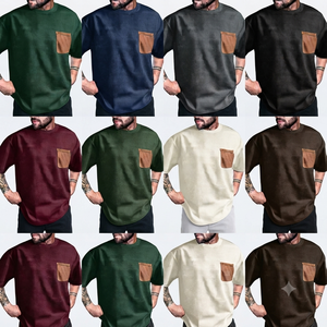 Wholesale Custom Fabric With Pocket T <b>Shirt</b> <b>Waffle</b> Boxy High Quality Blank Men Plain Casual Men's T-<b>shirts</b> - Product Image 5