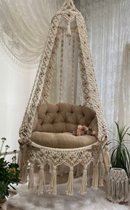 <b>Macrame</b> hangessel,<b>macrame</b> swing,handmade decorasion,gardens swing,gardens decor,<b>macrame</b> chair,<b>macrame</b> hallwanking swing,beige sw - Product Image 2
