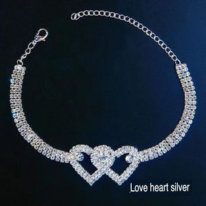 Doppio cuore a piedi nudi catena di cristallo Bling cavigliera elegante gioielli raffinati per le donne Made in USA - Product Image 6
