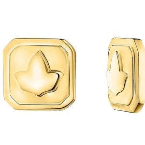 Boucles d'oreilles clous carrées en or avec motif feuille en relief, style géométrique, élégantes, bijoux de mode pour femme, pour tous les jours et les soirées - Product Image 4