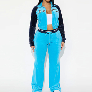 Velvet Tracksuit for women Pullover Long Sleeve Hoodie <b>Sweatshirt</b> 2 Piece Jogging Suits Workout Outfits with Pockets - Product Image 1