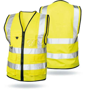 Gilet de sécurité réversible haute visibilité pour homme, vêtement de travail réfléchissant avec poches, fermeture pull-over, col en V, décontracté, été, 100% polyester - Product Image 4