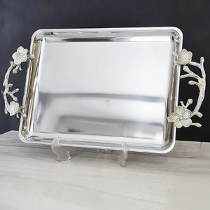 Plateaux de service en métal et verre pour accessoires, plateau de service en aluminium gaufré et miroir, décoration de bijoux - Product Image 5