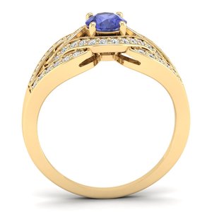 Bagues de fiançailles REYES en or massif 14 carats de haute qualité avec moissanite, bijoux de mariage élégants avec pierre précieuse tanzanite pour femmes - Product Image 4