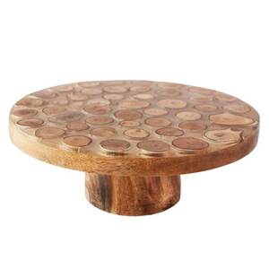 Support à gâteau rond en terrazzo avec base en bois, plateau à dessert fait main pour la décoration de table - Product Image 4