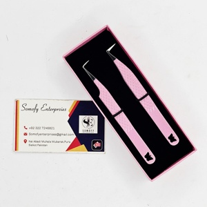 Pince à épiler à breloque papillon professionnelle à 90 degrés outils de beauté à pointe en fibre d'acier inoxydable lisse pour l'extension de cils - Product Image 3