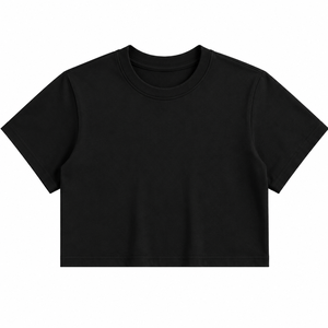 Camiseta Corta Lisa, Ropa Casual Minimalista de Moda, Fabricante OEM, Camiseta Corta de Manga Corta para Mujer, Algodón Ligero, Moda de Verano - Product Image 5