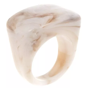 Bague Statement Large Légère en Résine Acrylique Rose et Blanc Polie, Bijou Tendance Unisexe Thème Ange - Product Image 6