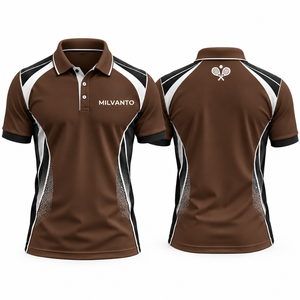Camiseta Polo Personalizada Marrón para Pickleball y Pádel para Hombre |   Ropa Deportiva de Alto Rendimiento para Deportes de Raqueta, Transpirable y de Secado Rápido - Product Image 1