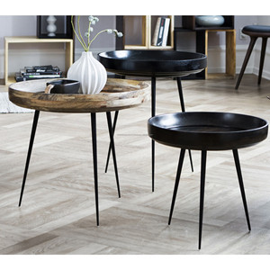 Bol rond en bois pour meubles, table multi-finitions à trois pieds, meubles de décoration de maison pour salon, bols en bois - Product Image 3