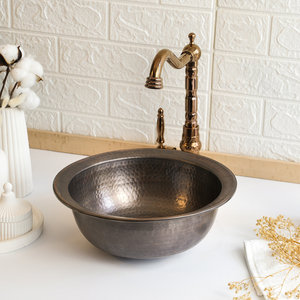 Robinet col de cygne en bronze, lavabo sous plan en cuivre, style traditionnel, évier métallique durable pour usage domestique - Product Image 5