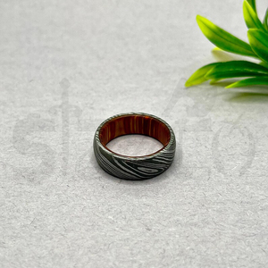 Hot Selling Handmade Wood Damascus Steel <b>Ring</b> for <b>Men</b> Women Wedding Band Fashion Party <b>Ring</b> Custom Latest Design OEM Supplier - Product Image 3
