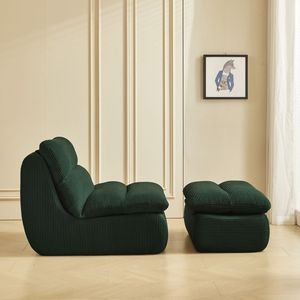 Poltrona Reclinabile Moderna in Corduroy Comprimibile con Poggiapiedi, Ideale per Piccoli Spazi, Soggiorno o Camera da Letto - Product Image 2