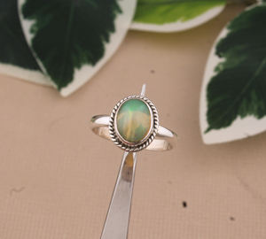 Bague de mariage classique en opale blanche naturelle, argent sterling 925, pierre précieuse opale véritable, pierre de naissance d'octobre, bijoux fins pour femmes - Product Image 3