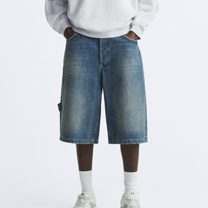 Pantalones Cortos de Mezclilla para Hombre, Corte Holgado, Estilo Cargo, Largos hasta la Rodilla, Casuales, Moda de Verano, OEM Personalizado - Product Image 5