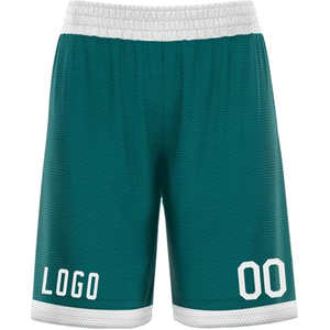Pantalones Cortos de Baloncesto para Hombre, Color Verde con Ribete Blanco, Impresión por Sublimación, Secado Rápido, Cintura Elástica, Logotipo Personalizado, Número 00 - Product Image 1