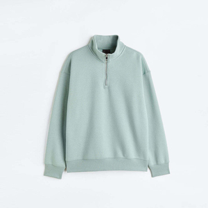 Sweat-shirt à demi-zip pour homme en tissu éponge 100% coton, couleur et logo personnalisables, service OEM, sweat-shirt à demi-zip pour l'hiver - Product Image 5