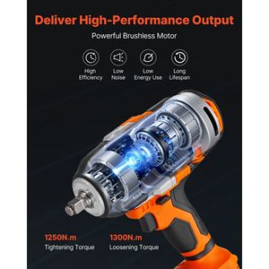 Avvitatore a impulsi elettrico da 20V senza fili, motore brushless da 1/2 pollice, coppia elevata 958.8 Ft-lbs/1300 Nm, batterie da 4Ah incluse - Product Image 2