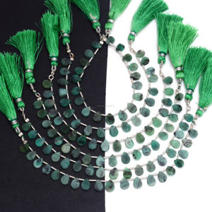 Increíble Esmeralda natural Lisa forma de pera plana 6 pulgadas 8x6 a 9x7 MM hebra de cuentas de piedras preciosas para hacer joyas - Product Image 2