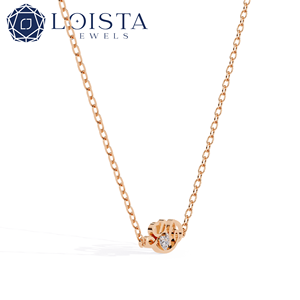 LOISTA สร้อยคอจี้เพชรทองคำขาว ทรงกลมเรียบหรู เพชรธรรมชาติ สำหรับสวมใส่ทุกวัน เครื่องประดับสำหรับทุกเพศ - Product Image 3