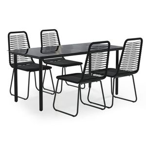 Set da pranzo Patio nero da 5 pezzi - Product Image 2