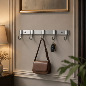 Compact Wall Storage 8 Hook Metal Wall Mounted Organizer Heavy Duty Coat Jacket Towel Bag Holder Space Saving Home Storage <b>Rack</b> - Product Image 3