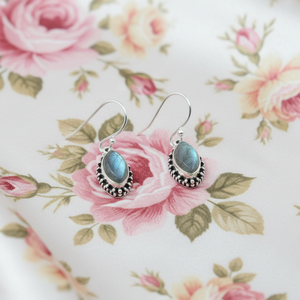 Pendientes de Labradorita Azul Fuego Natural, Plata de Ley 925, Chapados en Oro Rosa y Oro Amarillo, Hechos a Mano, Joyería Boho, Regalo - Product Image 1