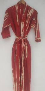 Handmade High Quality Indian Kimono Robe Women Long Sleeve V-<b>neck</b> Tie-Dye Rayon Eco-Friendly Woven Decoration Bow Holiday - Product Image 2