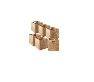 Natural Rattan <b>Square</b> Storage <b>Baskets</b> With Handles Rustic Multi-Purpose Organizer - Product Image 1