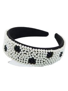 Handmade Black White Beaded Rhinestone Hair Band Good Looking Embroidered <b>Headband</b> Design for Girls Women Wedding Party Style - Product Image 3