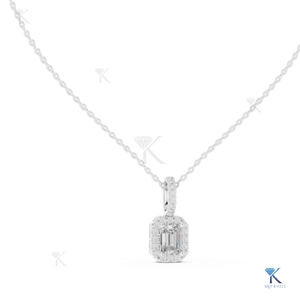 จี้เพชรแล็บโกรว์ทรงเอเมอรัลด์แบบฮาโล สร้อยคอทองคำแท้ 14K 18K สำหรับผู้หญิง หรูหรา เหมาะสำหรับงานแต่งงาน งานวันครบรอบ - Product Image 3