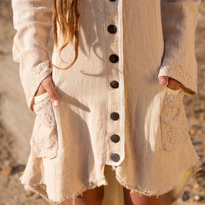 Cotton Hood Jacket <b>Boho</b> Spring Summer Jacket with Pockets Lightweight Womens Hooded Cardigan Festival Wear Casual Breathable - Product Image 2