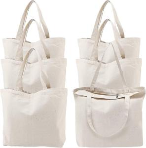 Bolsa de compras de lona con asas de algodón, diseño sencillo para compras diarias, viajes, transporte, empaque de regalos y uso en tiendas minoristas. - Product Image 2