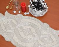 Chemin de table et sets de table floraux de luxe faits main, brodés de perles, écologiques, en lin personnalisé pour la maison, les mariages, les hôtels et les banquets