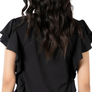 Camiseta de Verano para Mujer, de Manga Corta, con Volantes, Lisa, de Algodón Teñido, Informal, con Logotipo Personalizado, Suave y Transpirable - Product Image 6