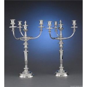 Antique Silver Plated 4-Light Metal <b>Candelabra</b> | Vintage Decorative Taper Candle Holder for Dining Table & Events Party Decor - Product Image 1