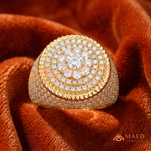 Mens Gold Tone Moissanite Cluster <b>Ring</b> Luxury Hip Hop <b>Statement</b> <b>Ring</b> Fashion Jewelry for Men - Product Image 6