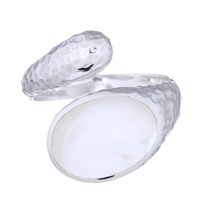 Radiant Hammered <b>Open</b> Mother of Pearl Silver <b>Ring</b> Wholesale Jewelry Supplier - Product Image 2