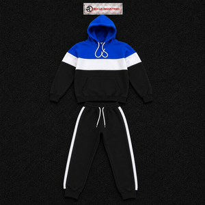 Ensemble de survêtement color block de qualité supérieure pour hommes, bleu, blanc, noir, sweat à capuche et pantalon de jogging, ensemble décontracté, streetwear, coupe athlétique - Product Image 5