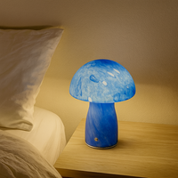Lampe de table moderne en verre en forme de champignon, rechargeable sans fil, avec commande tactile, lumière LED