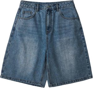 <b>Men's</b> High Waist Denim Shorts Straight Leg Light Wash Cotton Streetwear Knitted Casual Summer Wear with Pockets - Product Image 1