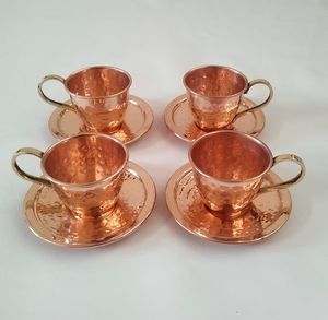 Premium Handmade Hammered Copper <b>Coffee</b> <b>Mug</b> <b>Set</b> with Saucer for Luxury Tea Serving and Home Hotel Restaurant Decor - Product Image 3