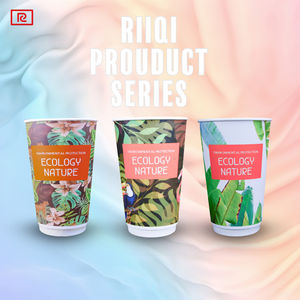 Vasos de Papel Desechables Riiqi de 16 oz, Personalizados con Marca, Doble Pared, Recubiertos de PE, Grado Alimenticio, Reciclables, Impresión Digital para Llevar - Product Image 1