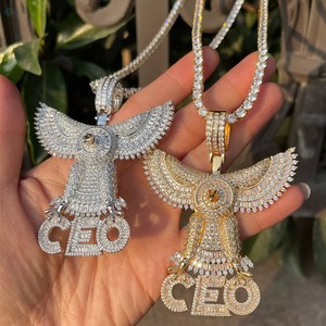 Eagle Moissanite <b>Pendant</b> 925 <b>Silver</b> Gold Plated Hip Hop Charms Everyday Wear Rapper Bling <b>Pendant</b> Custom <b>Initial</b> Letter <b>Pendant</b> - Product Image 5