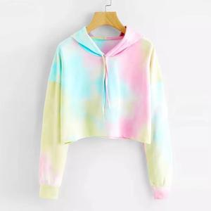 Sweat à capuche court en coton pour femme, style streetwear, pull d'hiver à capuche, avec sequins sur le devant, logo personnalisé, crop top tendance sur mesure - Product Image 1