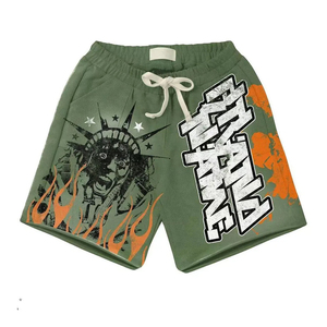 Men's Shorts Solid Front-Quick Dry Breathable Eco-Friendly Cotton Fleece Knitted Mid Waist Drawstring Embroidery Casual Private - Product Image 1