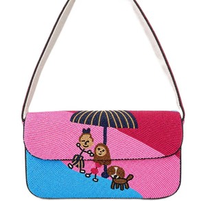 Women Handmade Seed Bead Storage Bag Floral <b>Pink</b> Bow Embroidered Shoulder Handbag Beaded Crossbody Evening Party Wedding <b>Purse</b> - Product Image 3