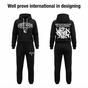 <b>Women</b> Eco-Friendly Streetwear Tracksuit Premium 320 GSM <b>Fleece</b> Beige Hooded Sweatshirt <b>Joggers</b> Custom Digital Print Woven Patch - Product Image 3