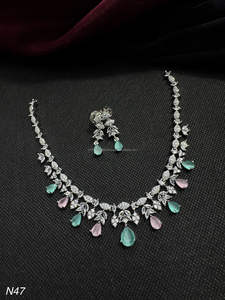 Classic American Diamond <b>Bridal</b> Jewelry <b>Set</b> Two-Piece <b>Necklace</b> and Earrings for Wedding Fashionable Classic Style - Product Image 4